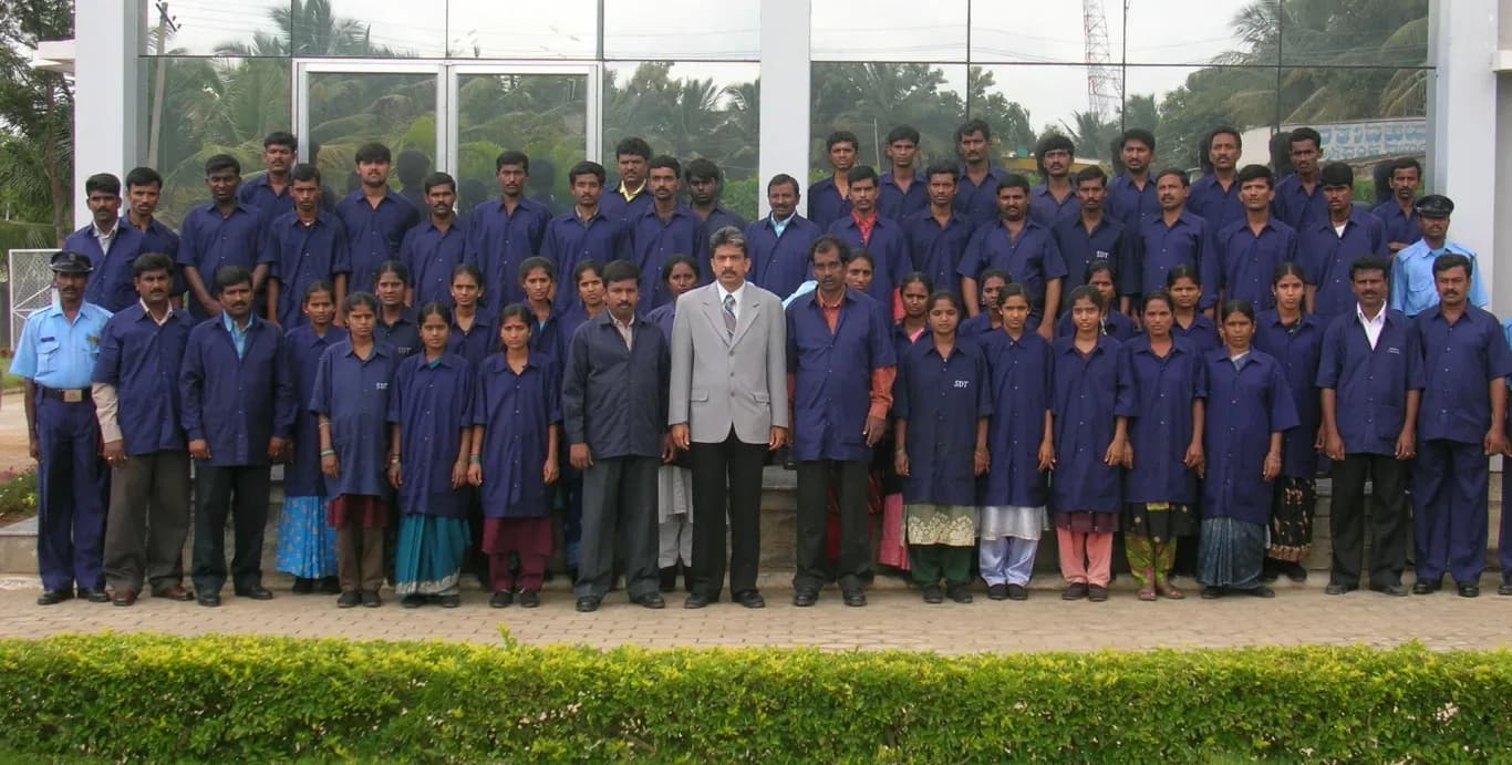 The Sanwa team outside the plant.